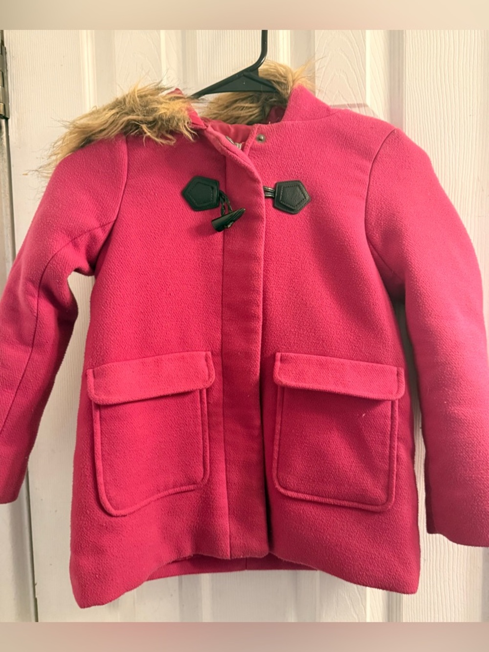 Falls Creek Girls Bright Pink Hooded Toggle Pea Coat